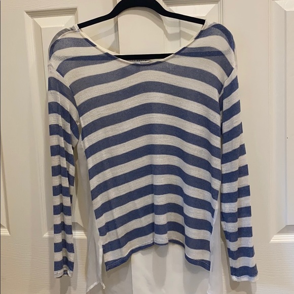 Red haute blue and white stripe and sheer top - Picture 1 of 2